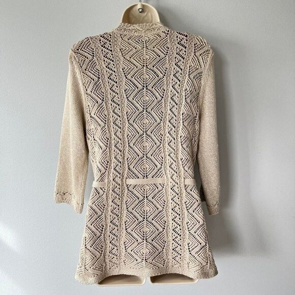 Tribal 3/4 Sleeve Tie/Snap Closure Cardigan Sweater Size M - Picture 4 of 9